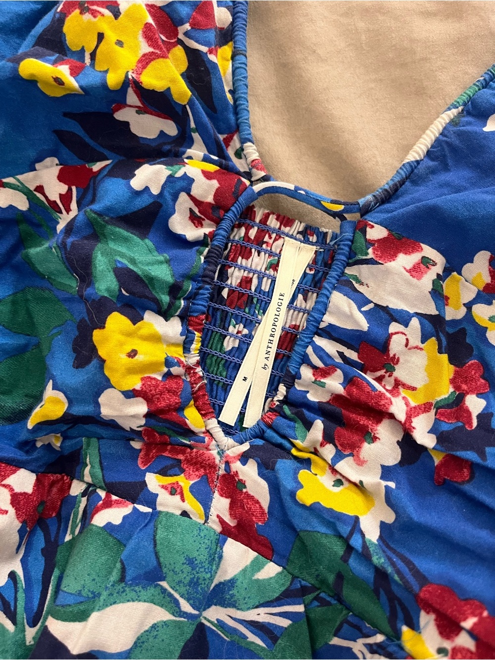 Anthropologie Blue Floral Halter Mini Dress - Picture 3 of 4